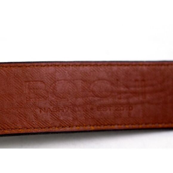 BOCONI BROWN REAL LEATHER 1.25"Wd STITCH CASUAL DRESS MEN'S BELT Sz 42/105 (91D - Picture 7 of 16